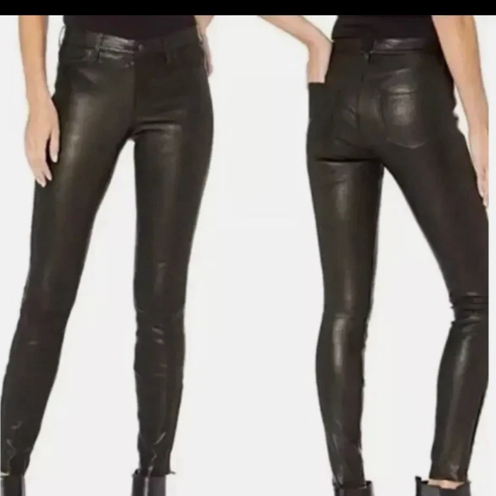 J Brand Sleek Black Leather Skinny Pants